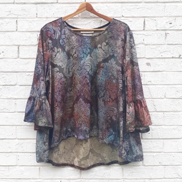 Bryn Walker Fran Tie Dye Velvet Top S - Picture 2 of 10